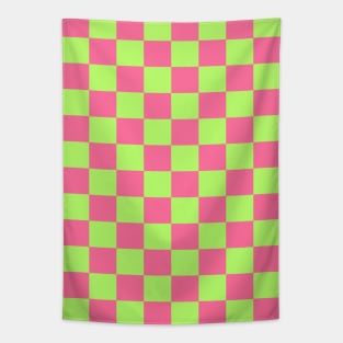 Pink and Green Checkered Pattern Tapestry