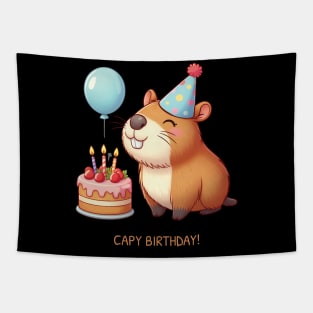 Capy Birthday Capybara Kawaii Tapestry