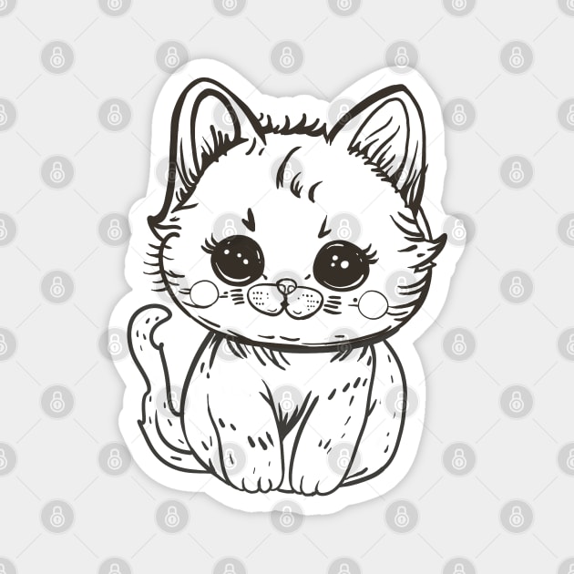 Kawaii Boba Cat Sitting Pretty Magnet by jen28