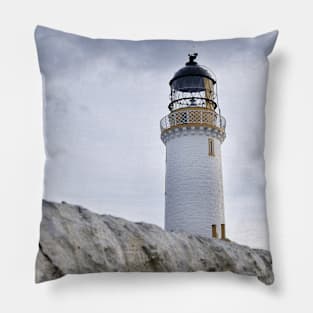 Mull of Galloway Lighthouse seen over the lighthouse wall, Scotland Pillow