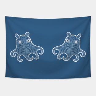 Flapjack Octopuses in Love - cute octopus design - dark colors Tapestry