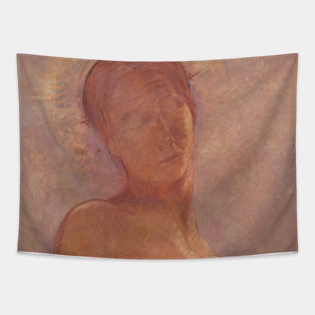 Closed Eyes by Odilon Redon Tapestry by Classic Art Stall