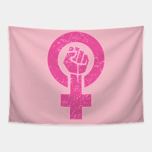 feminist fist, women symbol, girl power, equality women's era (pink) Tapestry