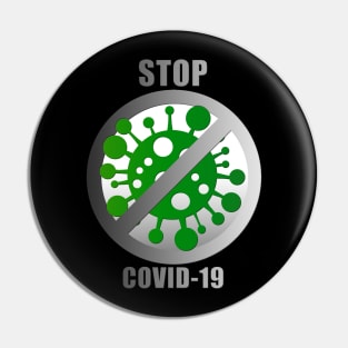 Stop COVID-19 (dark background) Pin