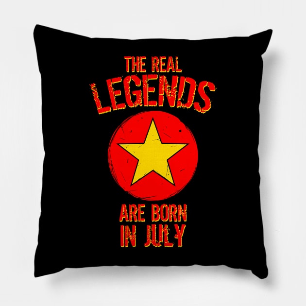 The Real Legends Are Born In July Pillow by mazyoy