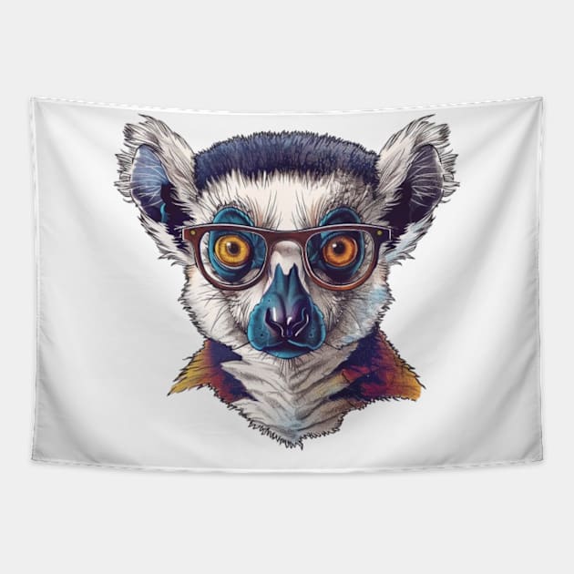 Lively Lemur Look Tapestry by Carnets de Turig