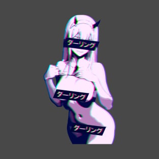 ダーリング Daringu #2 Zero Two Darling Franxx Glitch Edit T-Shirt