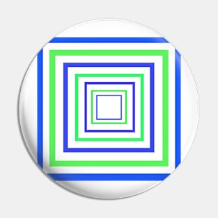 Concentric Squares Blue and Green Pin