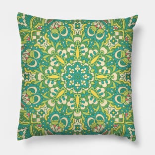 Colorful Oriental Rug Mandala Boho Pattern Pillow