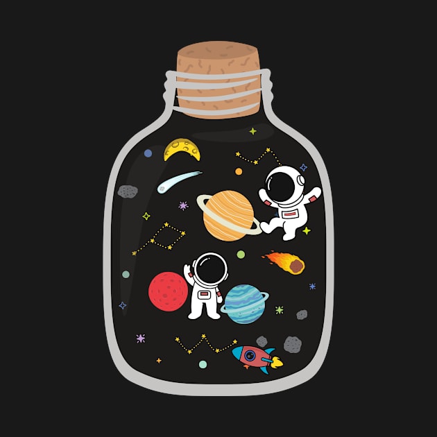 Space In A Bottle Funny Astronauts by LaurelBDesigns