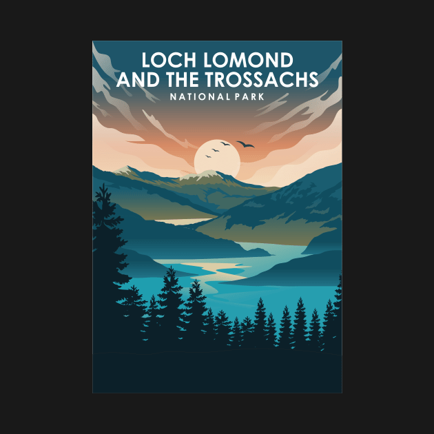 Loch Lomond and The Trossachs National Park Travel Poster by jornvanhezik