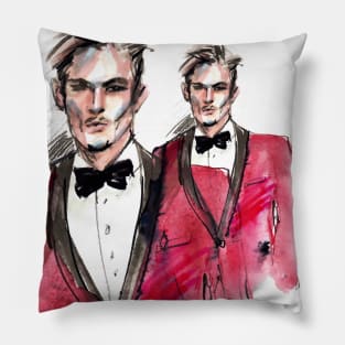 Men's fasion model illustration Pillow