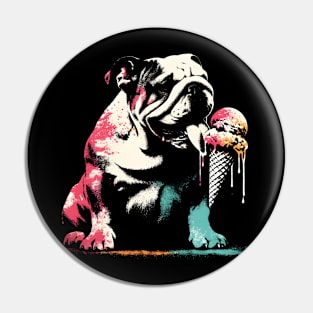 Bulldog Licking Ice Cream Pin