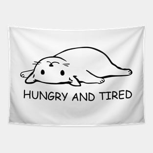 Cat - Hungry and Tired Design, Cat Tshirt, Cat Sticker, Men Women Gift Tapestry