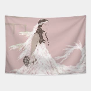 Woman,  pink, white, girl, art, acrylic, digital, graphic design, girls, women, feminist, feminism, female, fashion, flowers, bride, angel Tapestry