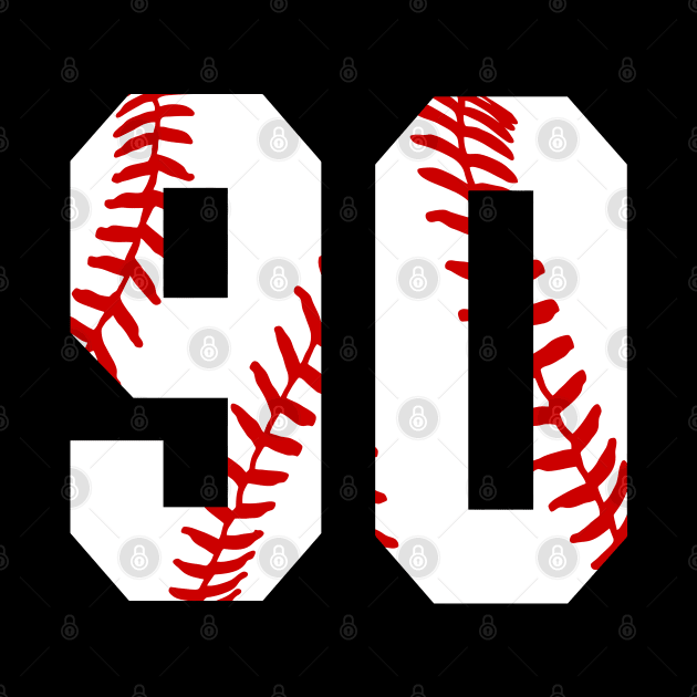 Baseball Number 90 #90 Baseball Shirt Jersey Favorite Player Biggest Fan by TeeCreations