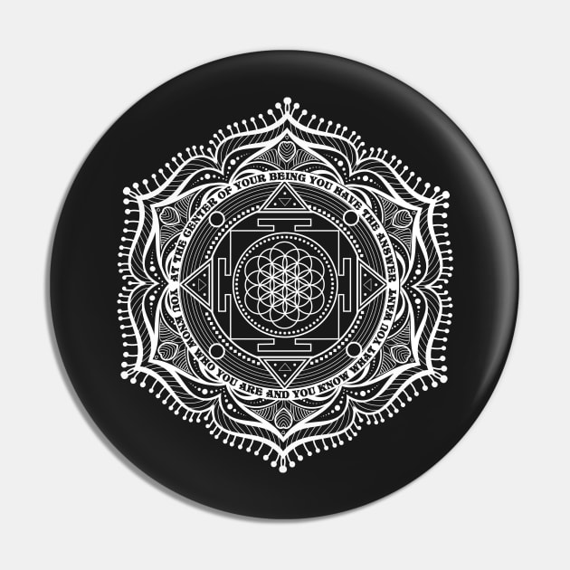 At The Center of Your Being - Lao Tzu Tao Te Ching Mandala Pin by LaoTzuQuotes