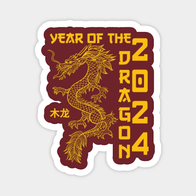 Lunar New Year 2024 The Year Of Dragon 2024 Men Women Kids Magnet by AimArtStudio