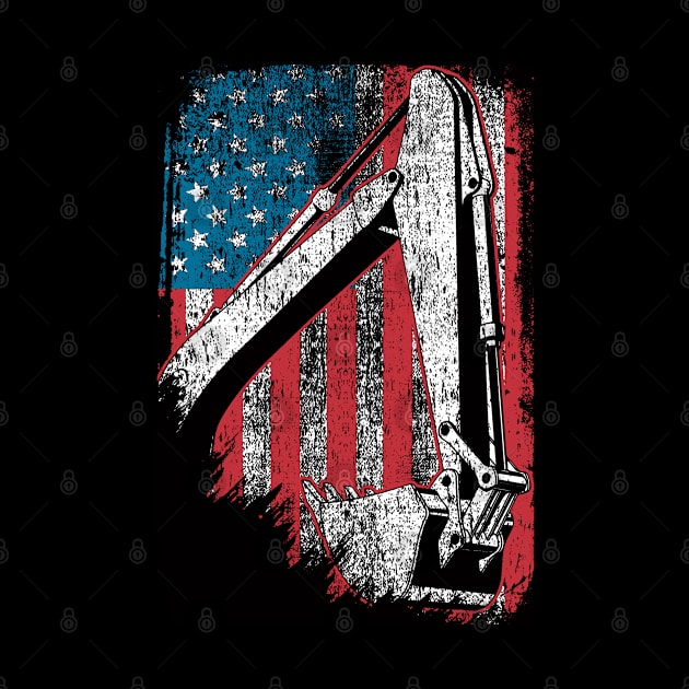 Heavy Equipment Operator American  Flag by QUYNH SOCIU