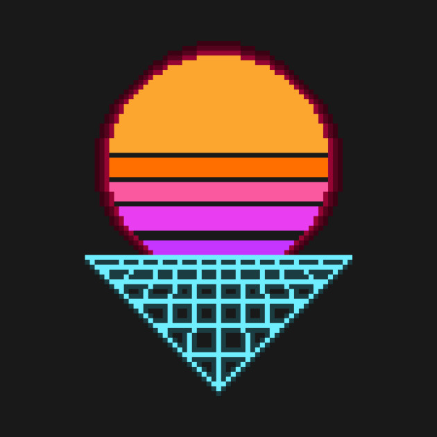 Outrun Sunset Retro 8-Bit Pixel Art - Outrun - T-Shirt | TeePublic