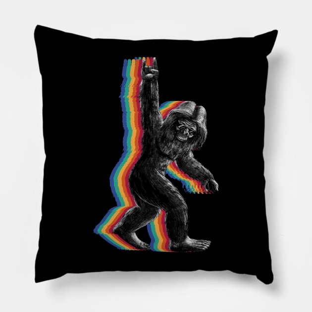 Retro Rock Bigfoot vintage Fun and Nostalgic Sasquatch Pillow by star trek fanart and more