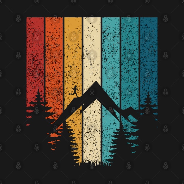 Runner Up the Hill Retro Outdoor Sports Retro Sunset Design by Up 4 Tee