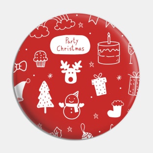 Christmas pattern on red Pin