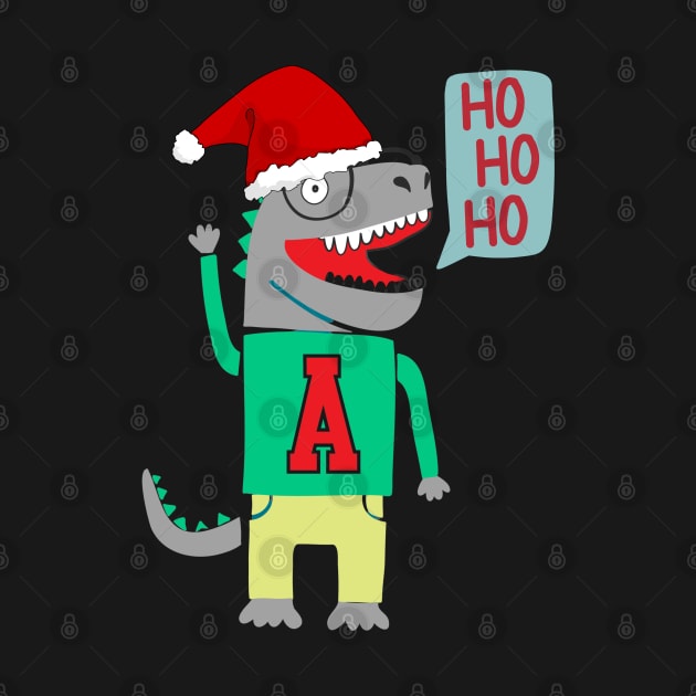 Cute Christmas Dinosaur Ho Ho Ho by Museflash