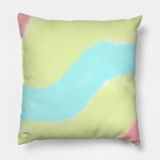 Orange green yellow watercolor abstract art Pillow