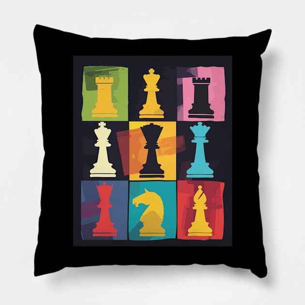 Vintage Chess Player Chess tactician master Chess Trainer Pillow by RetroZin