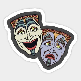 Comedy And Tragedy Mask Classic Round Sticker