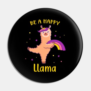 Llama With Rainbow Happy Funny Alpaca Pin