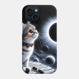 2024 Total Solar Eclipse Cat Watching Total Solar Eclipse Phone Case