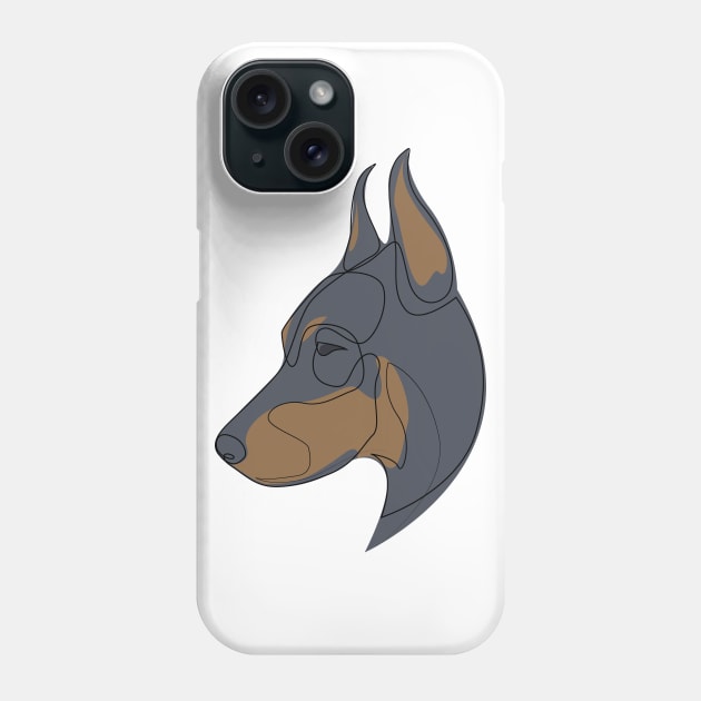 Doberman Pinscher - one line drawing Phone Case by addillum