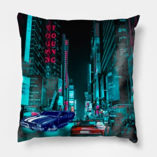 Car City Neon Synthwave Pillow