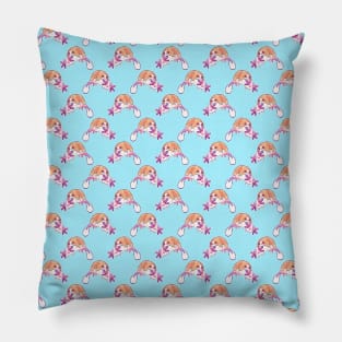 Axolotl and Little Sloth Pattern Pillow