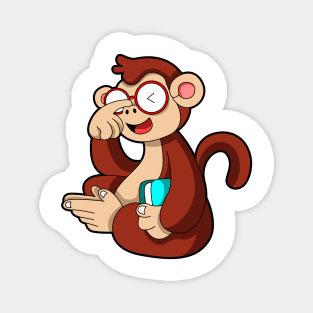 Monkey with Glasses & Book Magnet