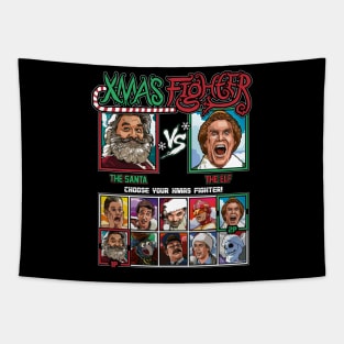 Xmas Fighter - Santa vs Elf Tapestry