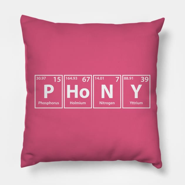 Phony (P-Ho-N-Y) Periodic Elements Spelling Pillow by cerebrands