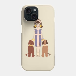 Retro Woman With Her Dogs Phone Case