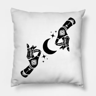 Witchy Moon Hands Design Pillow