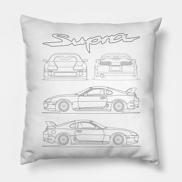 Toyota Supra MK IV blueprint stance Pillow by dygus