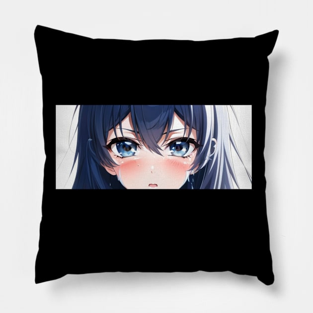 Blue Tearful Anime Eyes Pillow by AnimeVision