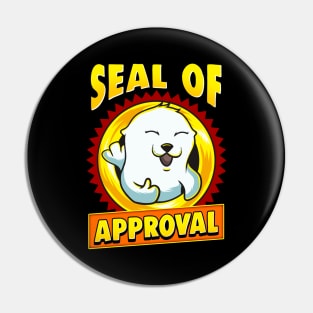 Cute & Funny Seal Of Approval Baby Seal Cub Pun Pin