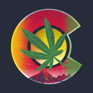 vintage colorado flag cannabis leaf T-Shirt