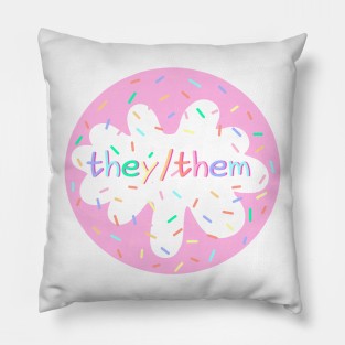 Birthday Cake They/Them Pronoun Pin Pillow