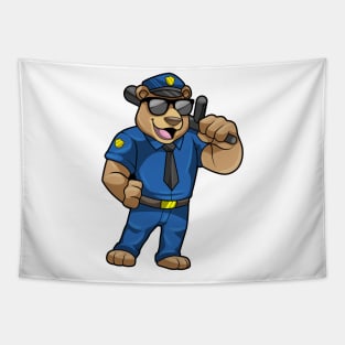 Bear as Police officer with Police uniform & Baton Tapestry