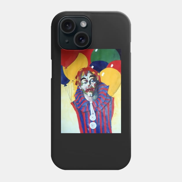 Rainbow Clown with Balloons- Painting by Avril Thomas Adelaide Artist Phone Case by AvrilThomasart