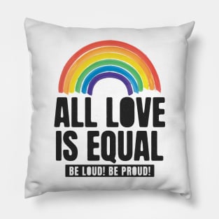 All Love Is Equal LGBTQ PRIDE MONTH | Retro Watercolor Rainbow Pillow