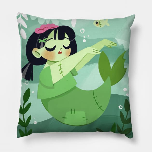 Zombie Mermaid Pillow by Lobomaravilha